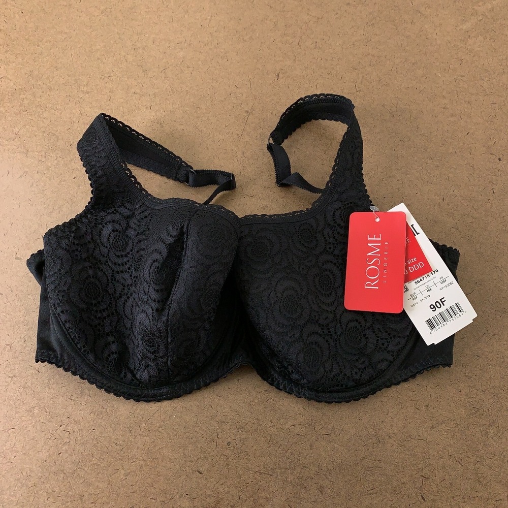 Rosme Women's Size 40DDD Black Lightly Padded Underwired Balconette Bra NWT
